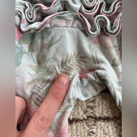 Angel Dear Floral Footed One-Piece in Pink and Green - Picture 3 of 4